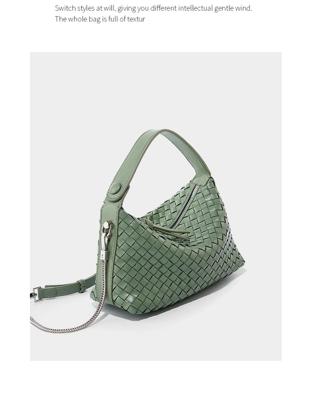 Alt view image 3 of 3 - Genuine Leather Women's Evening Handbags Green