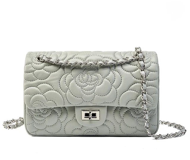 Main image of Women Genuine Leather Shoulder Bags Classic Crossbody Purses for Lady Handbag Grey