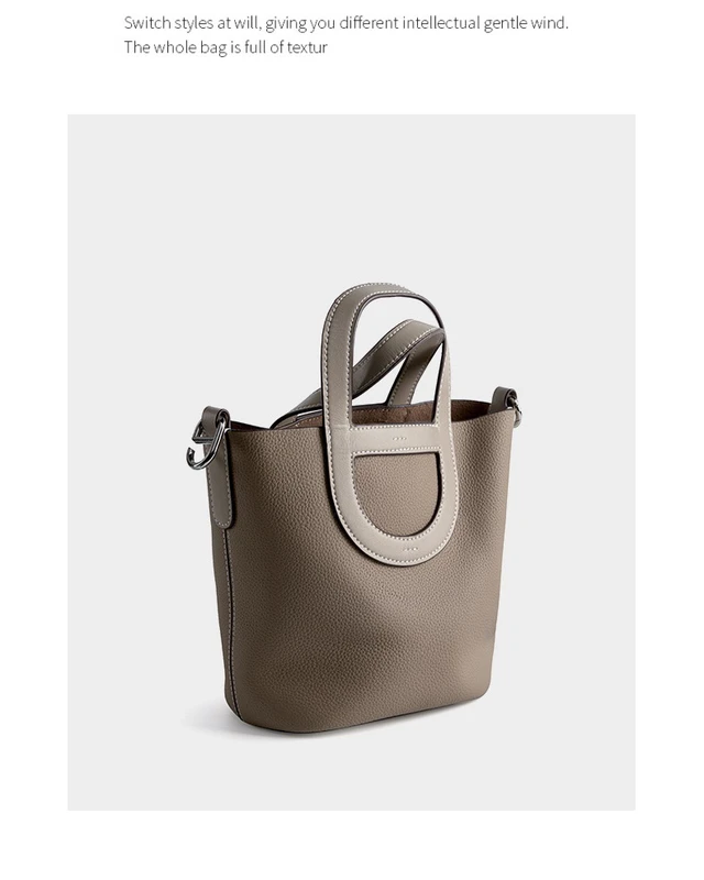 Alt view image 3 of 3 - Genuine Leather Women Handbags Tote Purse Shoulder Bag Grey