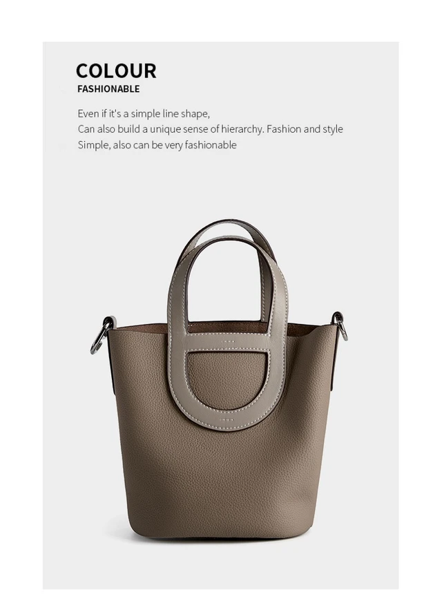 Alt view image 2 of 3 - Genuine Leather Women Handbags Tote Purse Shoulder Bag Grey