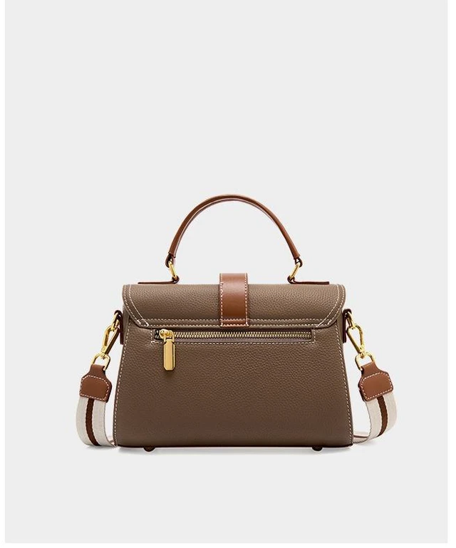 Alt view image 4 of 4 - Genuine Leather Handbags Vintage-Style Top Handle Shoulder Bag Grey