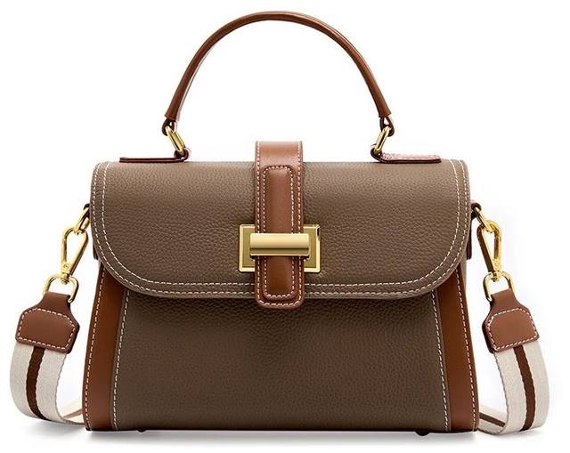 Main image of Genuine Leather Handbags Vintage-Style Top Handle Shoulder Bag Grey