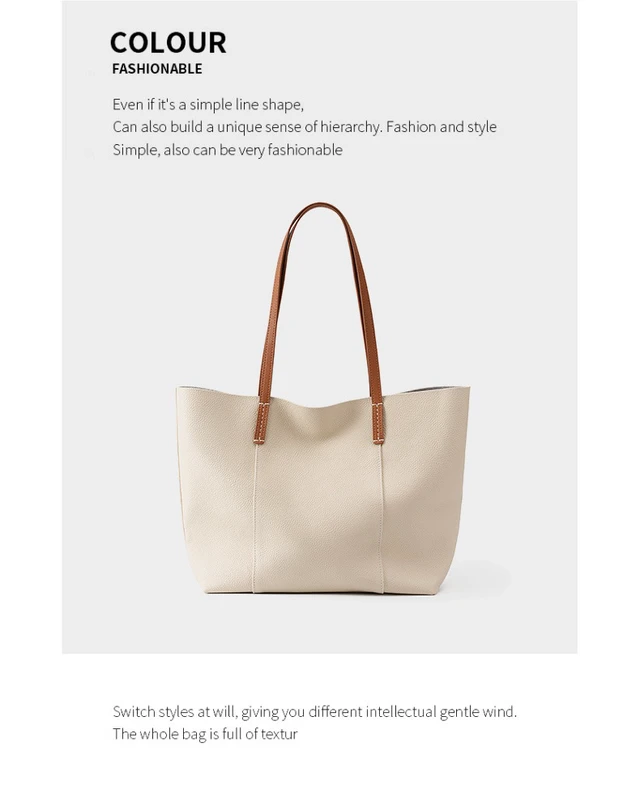 Alt view image 2 of 4 - Genuine Leather Women Large Casual Handbag White