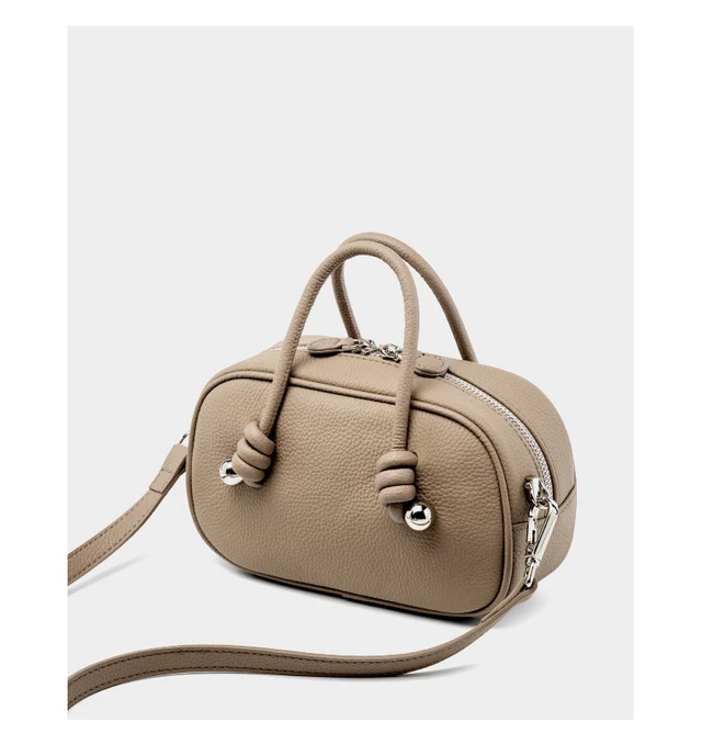Alt view image 2 of 3 - Genuine Leather Women Handbag Purse Top Handle Shoulder Crossbody Bag Grey