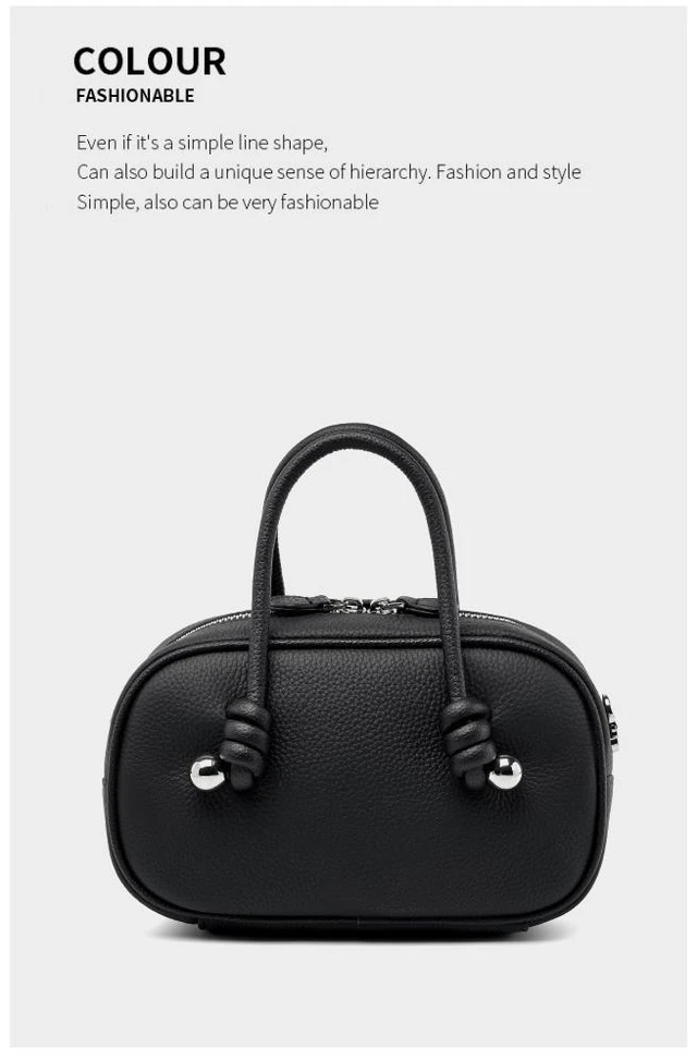 Alt view image 2 of 3 - Genuine Leather Women Handbag Purse Top Handle Shoulder Crossbody Bag Black