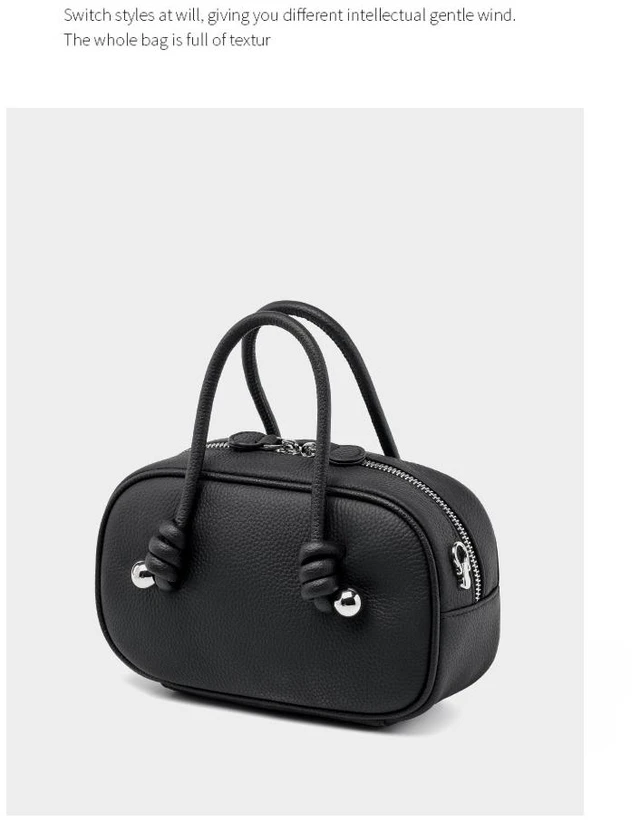 Alt view image 3 of 3 - Genuine Leather Women Handbag Purse Top Handle Shoulder Crossbody Bag Black
