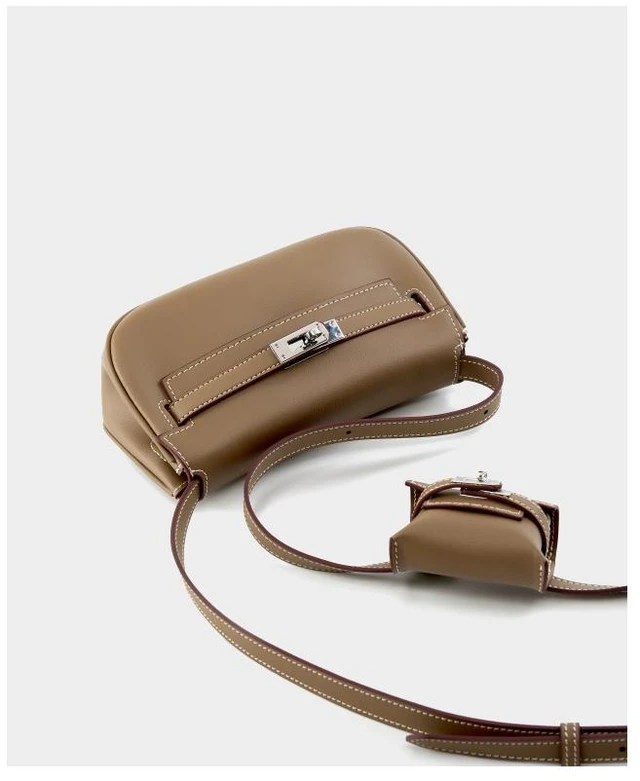 Alt view image 3 of 3 - Genuine leather Moove Kelly Mini Multi Functional Saddle Women's Bag Grey