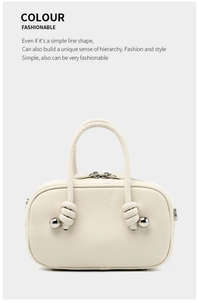 Alt view image 2 of 3 - Genuine Leather Women Handbag Purse Top Handle Shoulder Crossbody Bag White