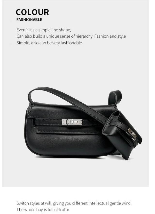Alt view image 2 of 3 - Genuine leather Moove Kelly Mini Multi Functional Saddle Women's Bag Black