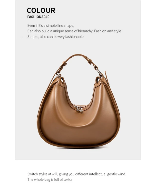 Alt view image 2 of 3 - Genuine Leather Fashion Women's Handbag Brown
