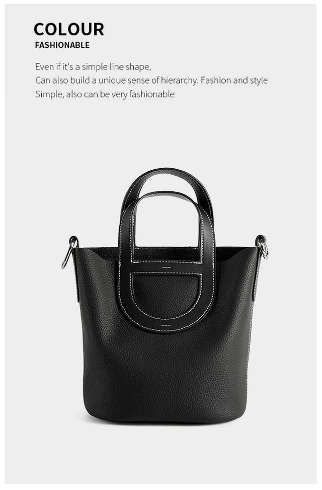 Alt view image 2 of 3 - Genuine Leather Women Handbags Tote Purse Shoulder Bag Black