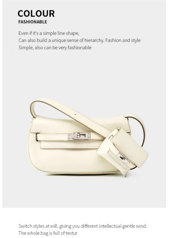 Alt view image 2 of 3 - Genuine leather Moove Kelly Mini Multi Functional Saddle Women's Bag White