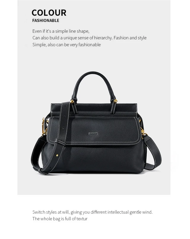 Alt view image 2 of 3 - Women Genuine Leather Shoulder Bags Classic Crossbody Purses Black