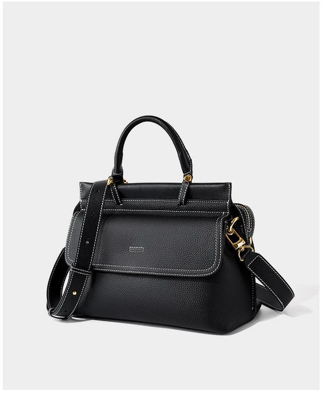 Alt view image 3 of 3 - Women Genuine Leather Shoulder Bags Classic Crossbody Purses Black