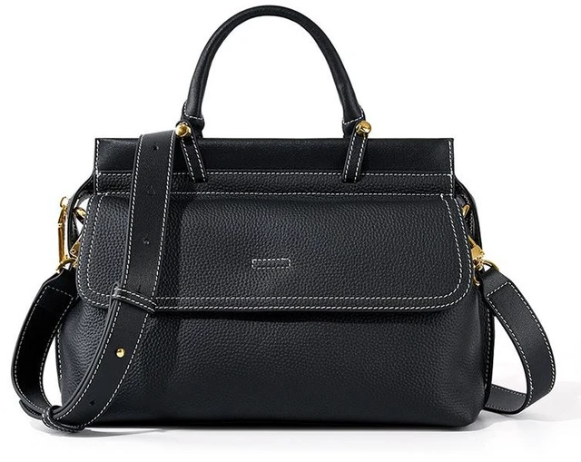 Main image of Women Genuine Leather Shoulder Bags Classic Crossbody Purses Black