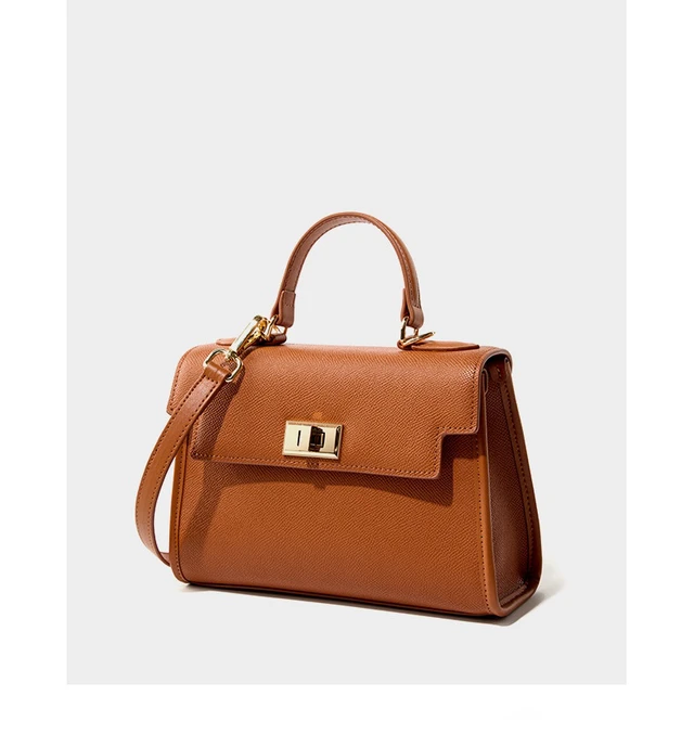 Alt view image 3 of 3 - Genuine Leather Women Top Handle Straw Crossbody Bags Brown