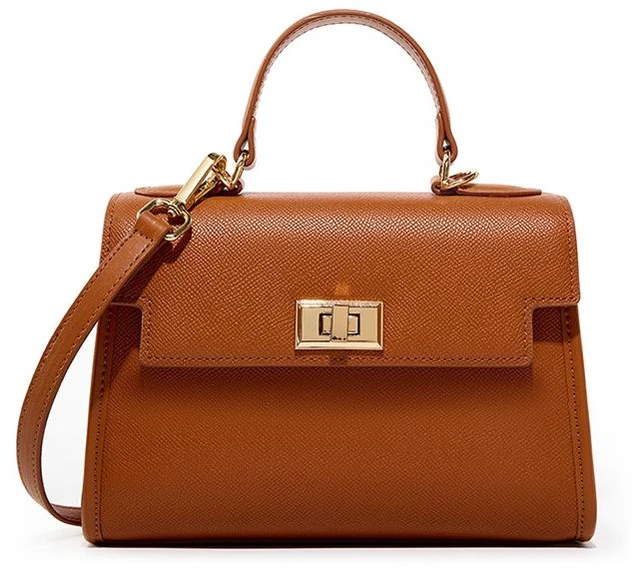 Main image of Genuine Leather Women Top Handle Straw Crossbody Bags Brown