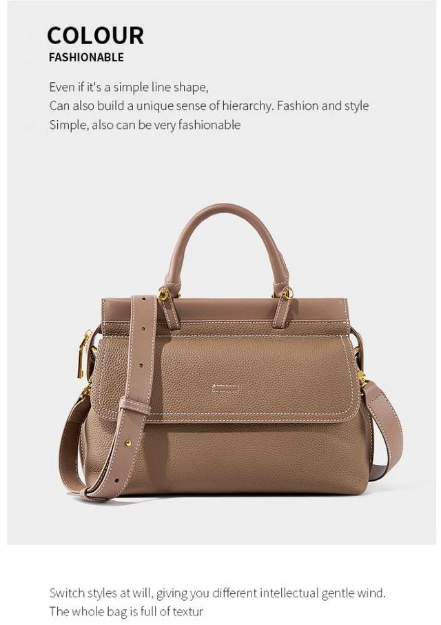 Alt view image 2 of 3 - Women Genuine Leather Shoulder Bags Classic Crossbody Purses Grey