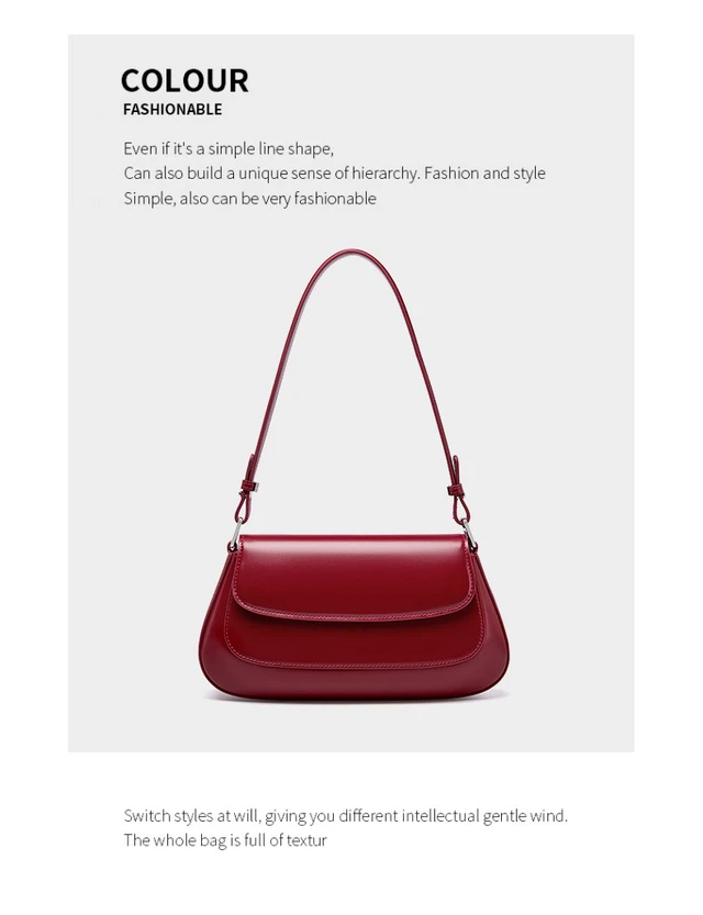 Alt view image 2 of 3 - Genuine Leather Women Small Shoulder Purses and Handbags Red