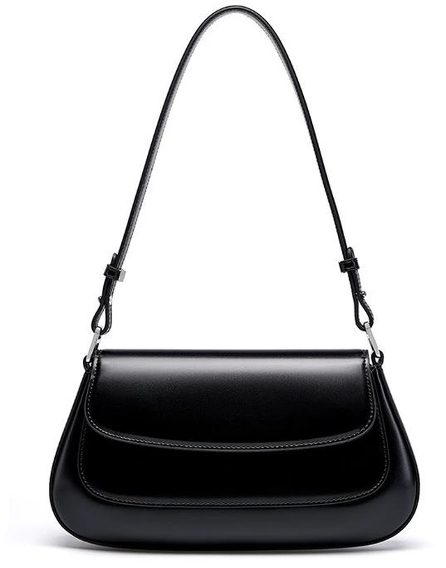 Main image of Genuine Leather Women Small Shoulder Purses and Handbags Black