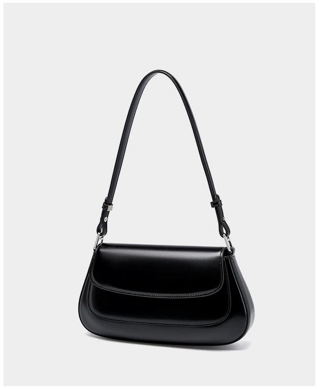 Alt view image 3 of 3 - Genuine Leather Women Small Shoulder Purses and Handbags Black