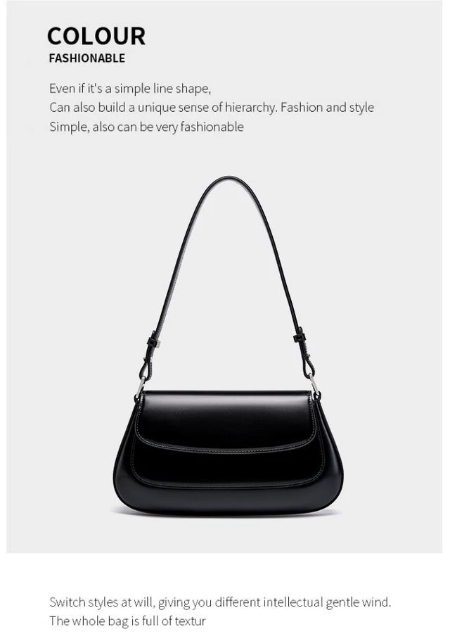 Alt view image 2 of 3 - Genuine Leather Women Small Shoulder Purses and Handbags Black