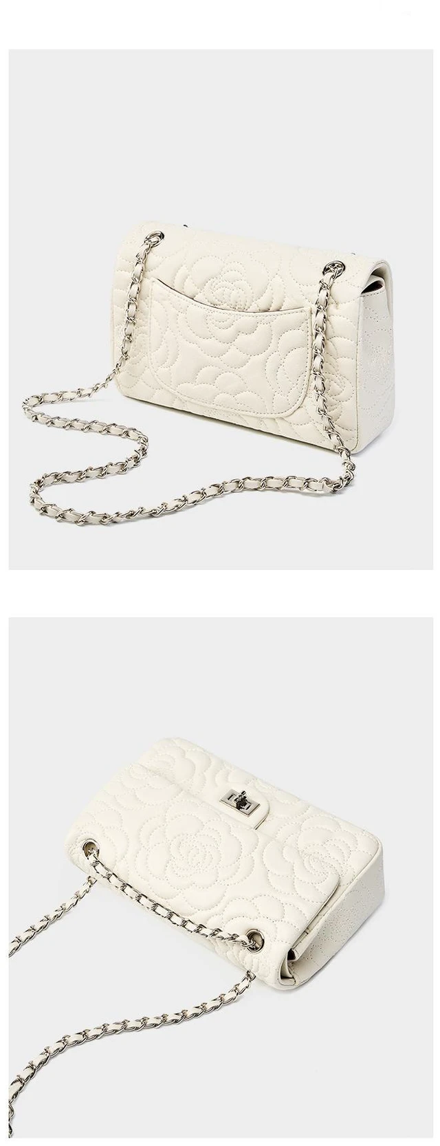 Alt view image 3 of 3 - Women Genuine Leather Shoulder Bags Classic Crossbody Purses for Lady Handbag White