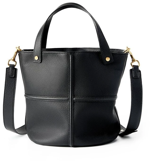 Main image of Genuine Leather Tote Bag for Women Top-handle Shoulder Bag Black