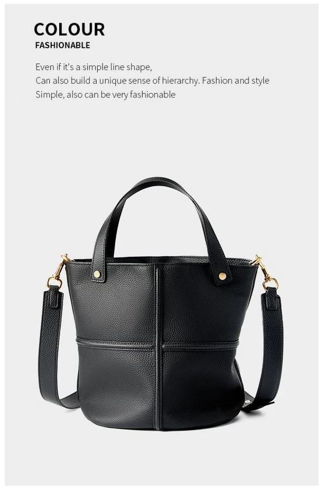 Alt view image 2 of 3 - Genuine Leather Tote Bag for Women Top-handle Shoulder Bag Black