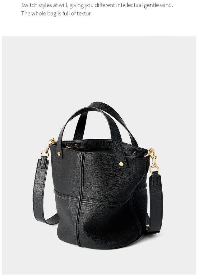 Alt view image 3 of 3 - Genuine Leather Tote Bag for Women Top-handle Shoulder Bag Black