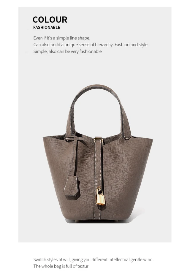 Alt view image 2 of 3 - Women Genuine Leather Handbag Shoulder Purse Satchel Tote Crossbody Bag Grey