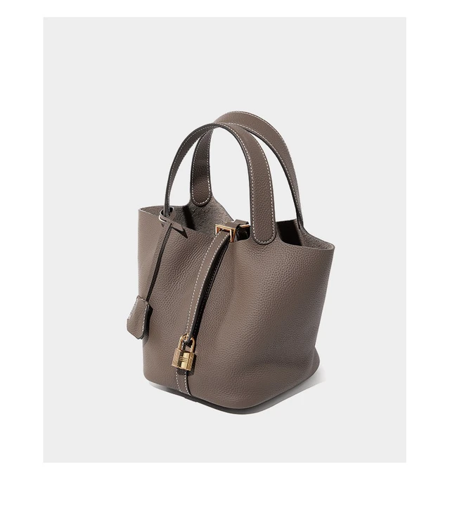 Alt view image 3 of 3 - Women Genuine Leather Handbag Shoulder Purse Satchel Tote Crossbody Bag Grey