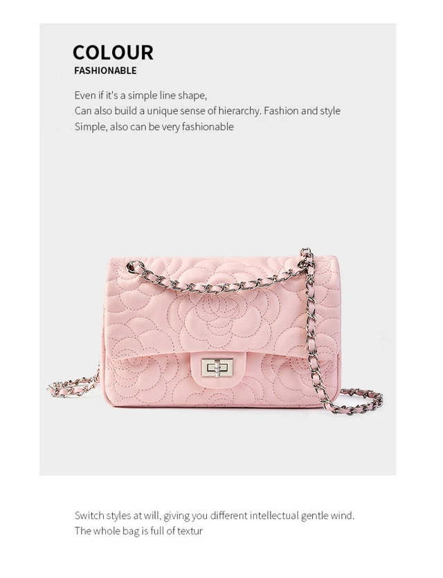 Alt view image 2 of 3 - Women Genuine Leather Shoulder Bags Classic Crossbody Purses for Lady Handbag Pink