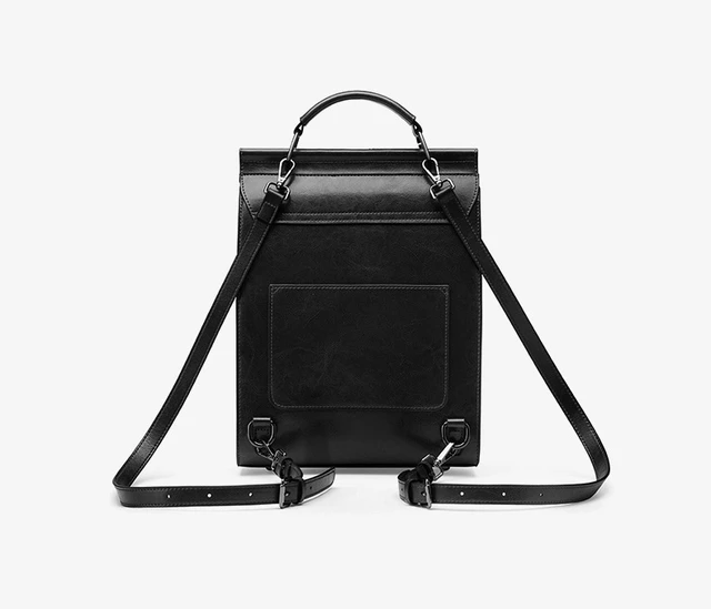 Alt view image 2 of 2 - Genuine Leather Backpack British College Style Backpack Black