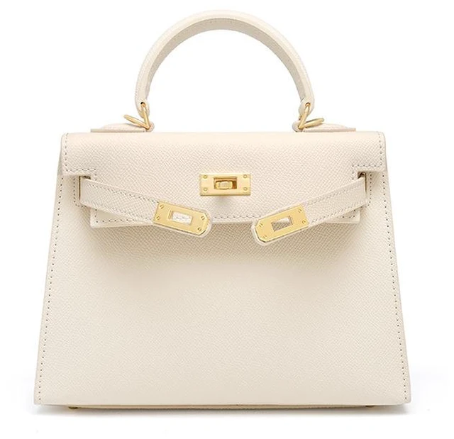 Main image of Genuine Leather Satchel Handbag for Women Vintage Handmade Shoulder Bag White