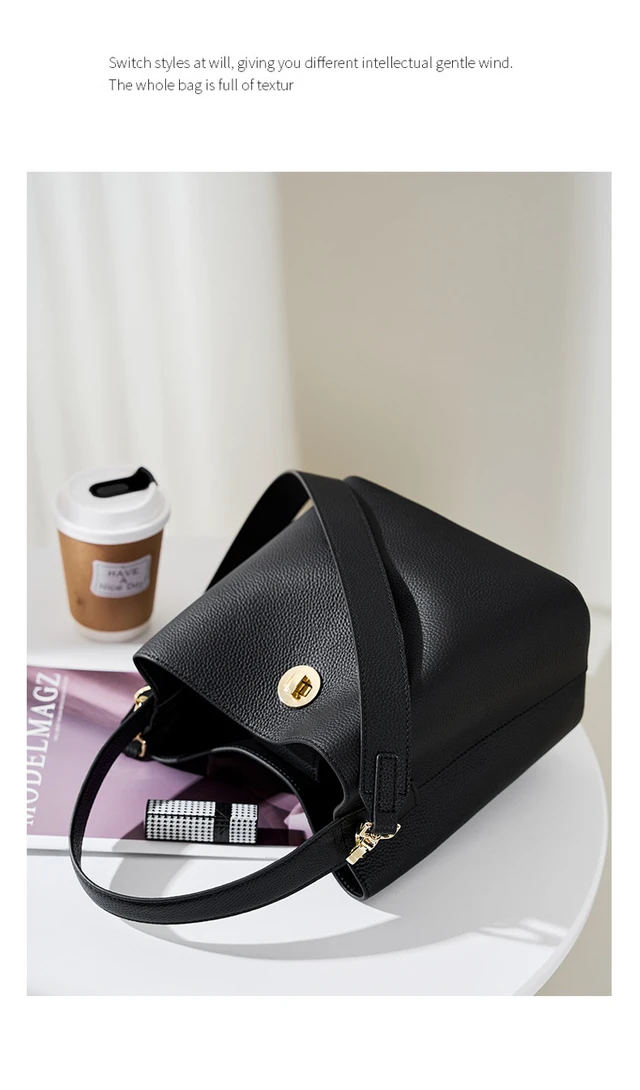 Alt view image 3 of 4 - Genuine leather Women's Shoulder Bag Crossbody Bag Black