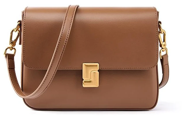 Main image of Genuine Leather Shoulder Bag Top-handle Handbag Ladies Purses Brown