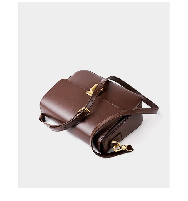 Alt view image 4 of 4 - Genuine Leather Shoulder Bag Top-handle Handbag Ladies Purses Brown