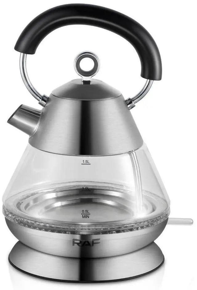 Alt view image 5 of 5 - Turkish-style electric kettle with stainless steel inner liner and ceramic body; features automatic shut-off for home use.