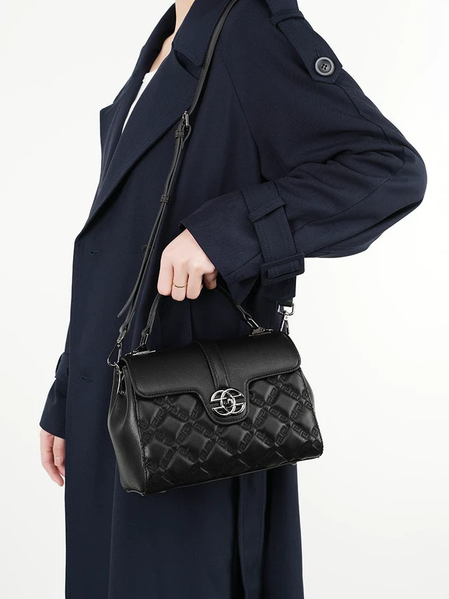 Alt view image 4 of 4 - Women Leather Crossbody Bags Women's Tote Shoulder Bag Black