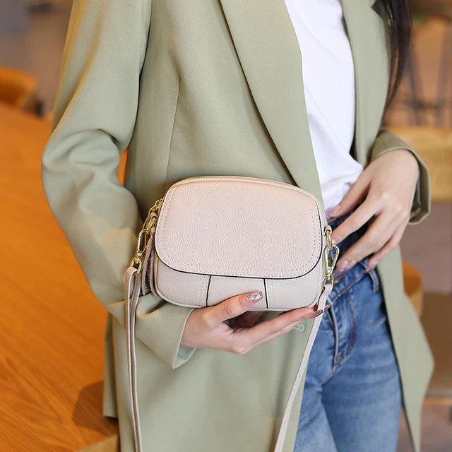 Main image of Genuine Leather Women Small Crossbody Bags Hobo Purses White