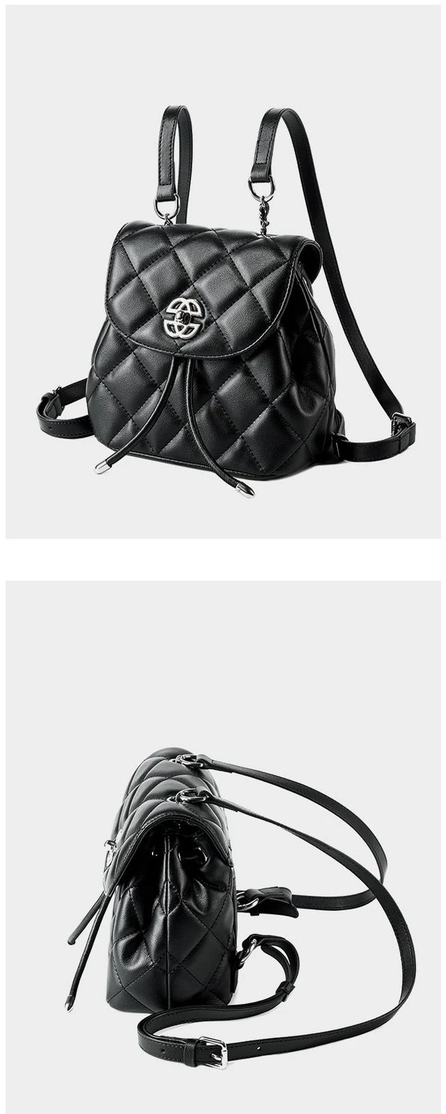 Main image of Genuine Leather Fashion Backpack Large Capacity Backpack Black