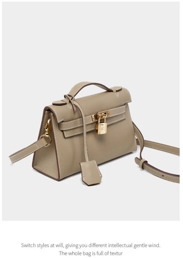 Alt view image 2 of 2 - Genuine Leather Womens Handbags Top-handle Totes Satchel Shoulder Bag Grey