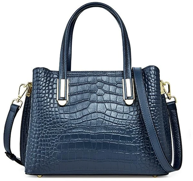 Main image of Genuine Leather Women Shoulder Handbags Tote Bag Blue