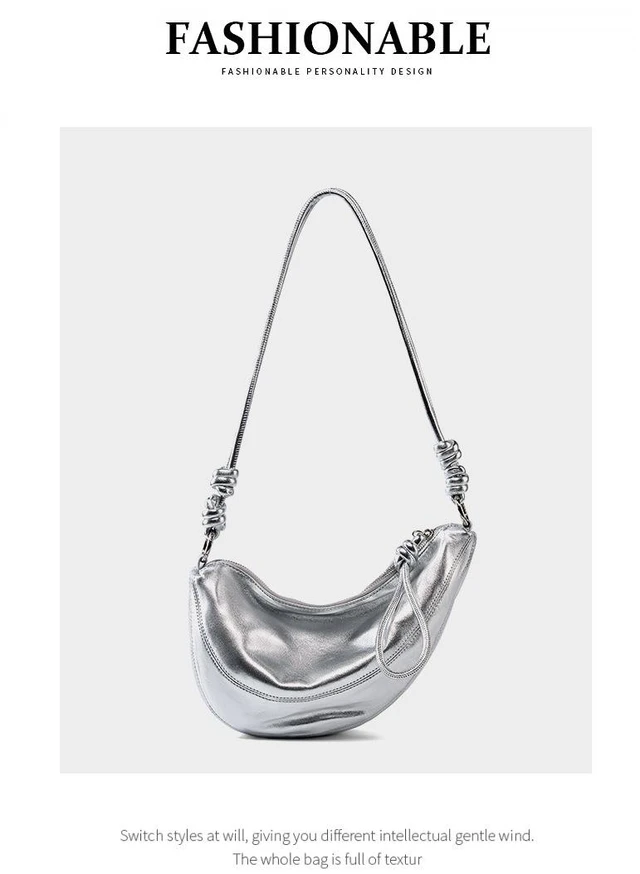 Main image of Genuine Leather Women Cross Body Bag Cute Designer Handbags Silver