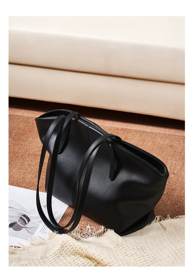 Alt view image 4 of 5 - Genuine Leather Women Shoulder Purses and Handbags Black