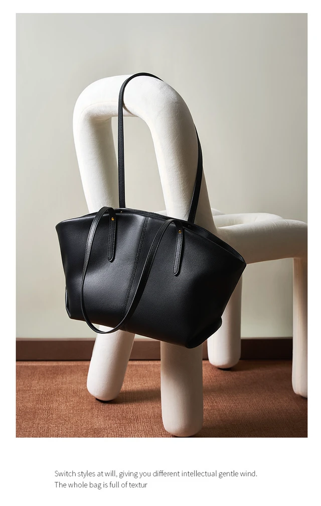 Alt view image 5 of 5 - Genuine Leather Women Shoulder Purses and Handbags Black