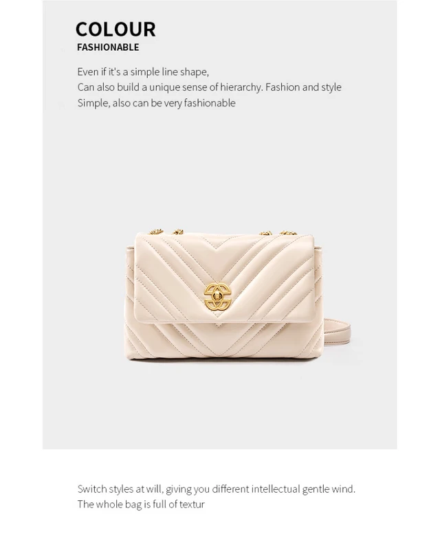 Alt view image 2 of 2 - Women Genuine Leather Chain Square Bag White