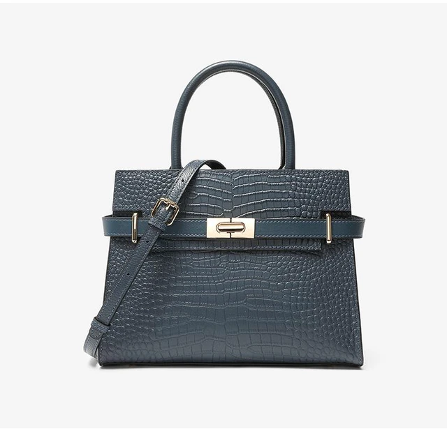 Alt view image 2 of 3 - Large Capacity Genuine Leather Wedding Bag Mother's Handbag Blue