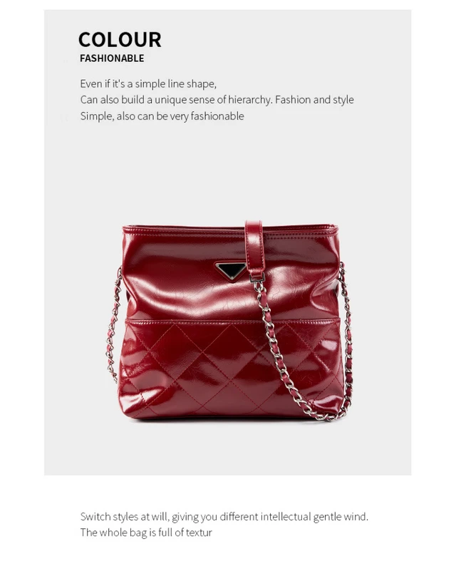 Main image of Genuine Leather Women Shoulder Handbags Leather Tote Bag Red